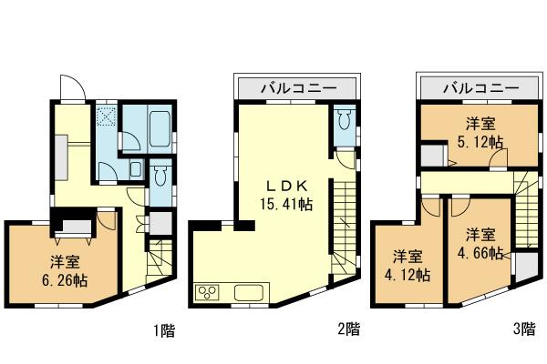 Floor plan. (Building 2), Price 34,800,000 yen, 4LDK, Land area 62.28 sq m , Building area 93.15 sq m