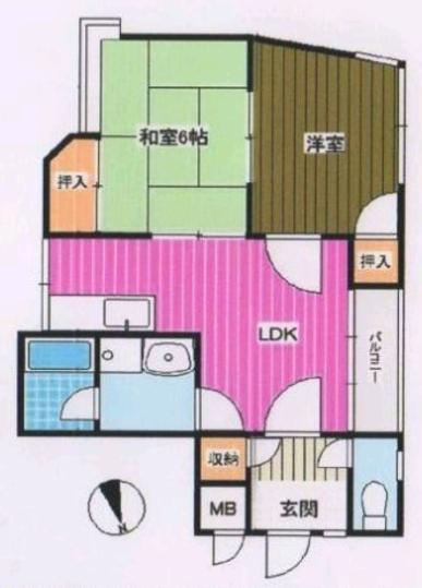 Floor plan. 2DK, Price 18,800,000 yen, Occupied area 51.32 sq m , Balcony area 2.56 sq m