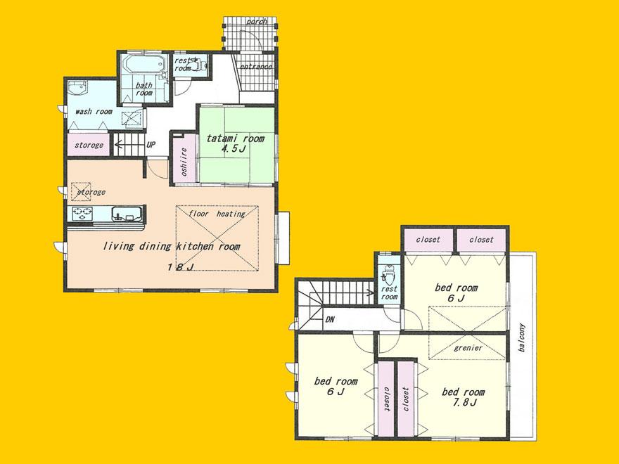 Floor plan. (No.5), Price 39,800,000 yen, 4LDK, Land area 150.21 sq m , Building area 105.16 sq m