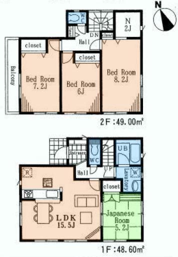 Floor plan. (3), Price 30,800,000 yen, 4LDK, Land area 95.82 sq m , Building area 97.6 sq m
