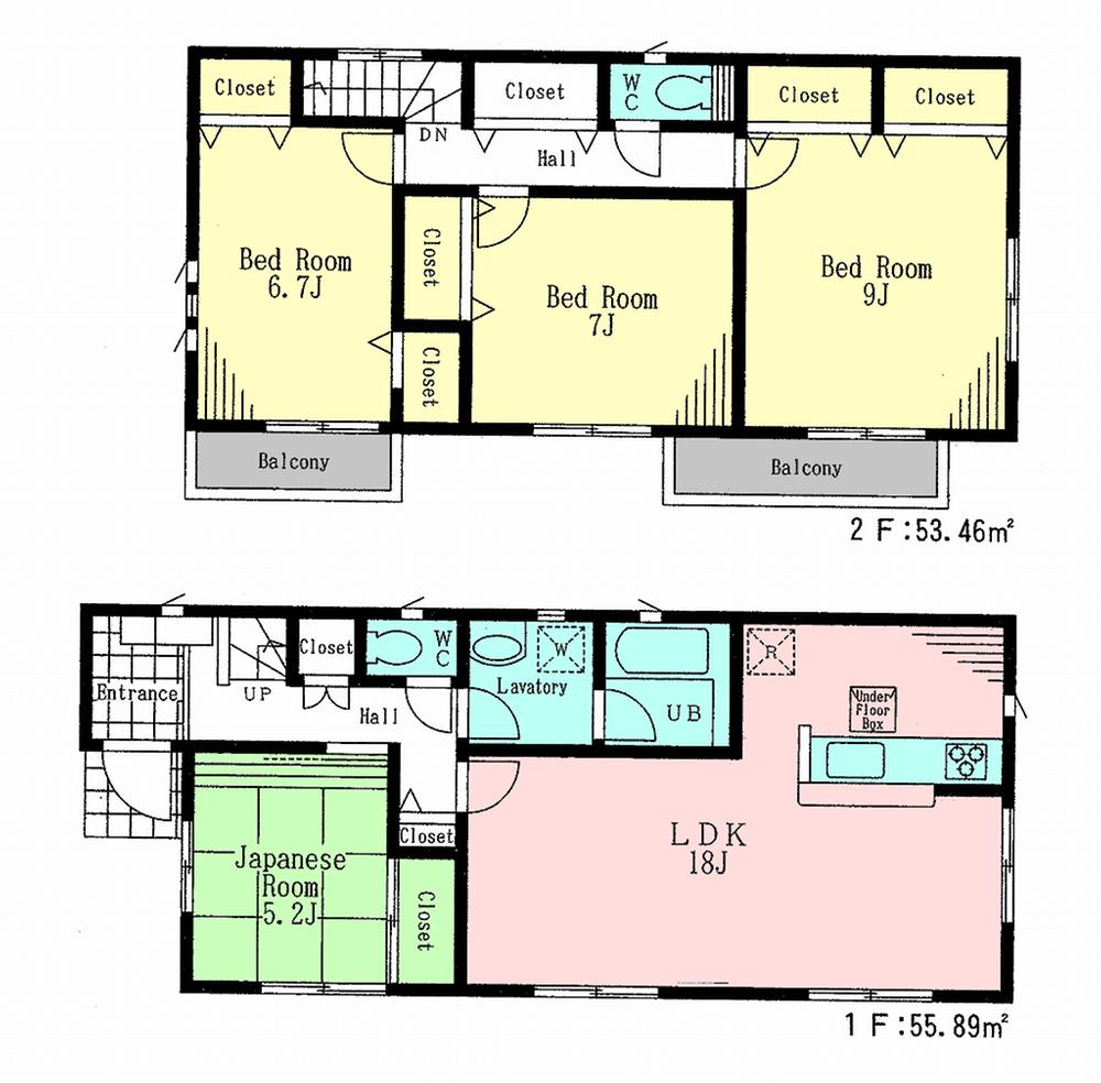 Floor plan. 42,800,000 yen, 4LDK, Land area 146.46 sq m , Building area 109.35 sq m Floor