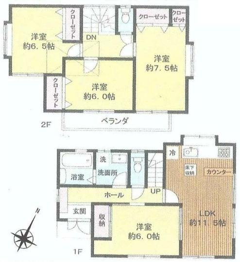 Floor plan. 20.8 million yen, 4LDK, Land area 140.01 sq m , Building area 92.34 sq m