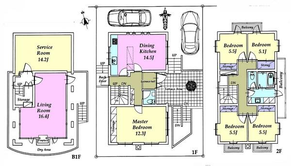 Floor plan. 57,800,000 yen, 5LDK + 2S (storeroom), Land area 165.29 sq m , Building area 198.9 sq m