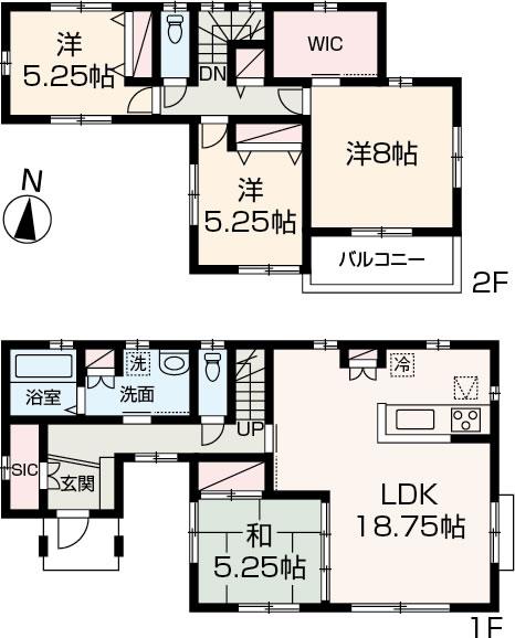 Building plan example (floor plan). Loose 4LDK reference plan