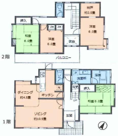 Floor plan. 39,980,000 yen, 4LDK+S, Land area 227.61 sq m , Building area 113.19 sq m