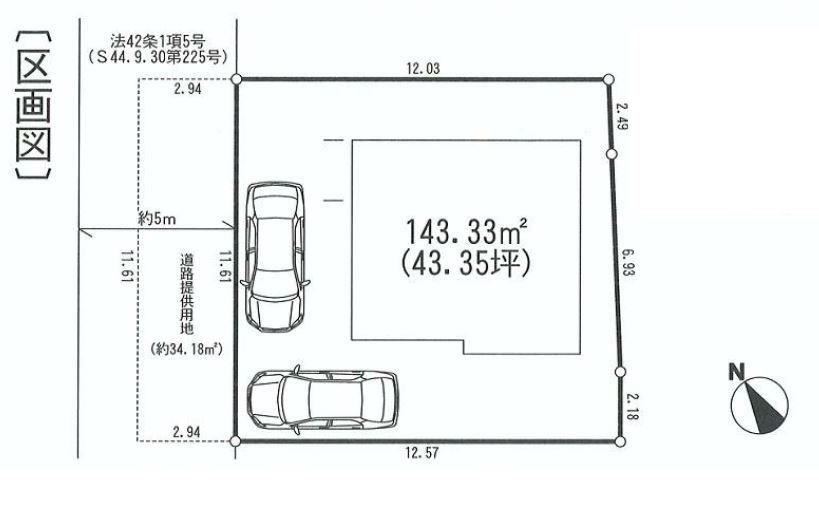 Compartment figure. Land price 18.5 million yen, Land area 143.33 sq m