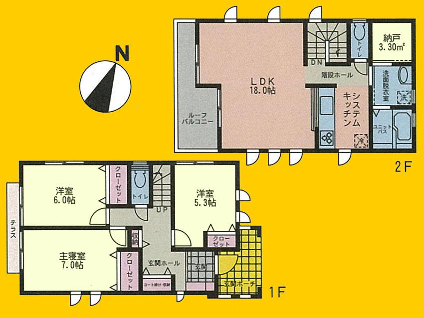 Floor plan. (4 Building), Price 36,900,000 yen, 3LDK+S, Land area 151.05 sq m , Building area 95.01 sq m