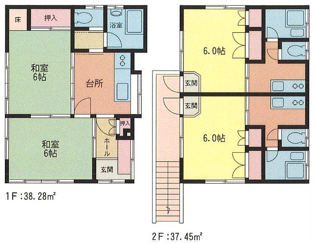 Floor plan. 28 million yen, 4DDKK, Land area 113.07 sq m , Building area 75.73 sq m