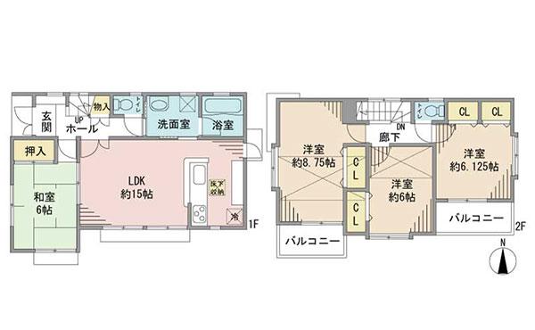 Floor plan. 22,800,000 yen, 4LDK, Land area 138.63 sq m , Building area 97.4 sq m