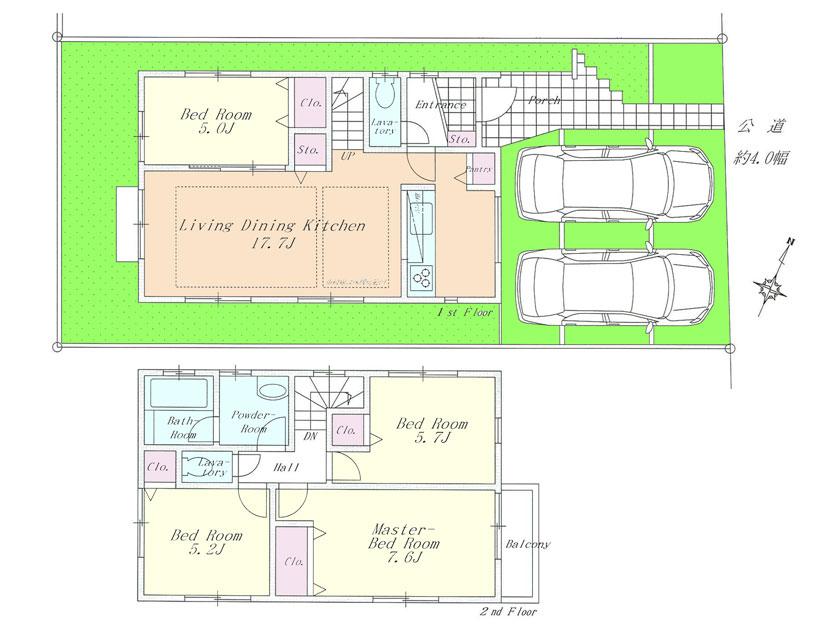 Floor plan. (1 Building), Price 37.5 million yen, 4LDK, Land area 120.16 sq m , Building area 93.57 sq m