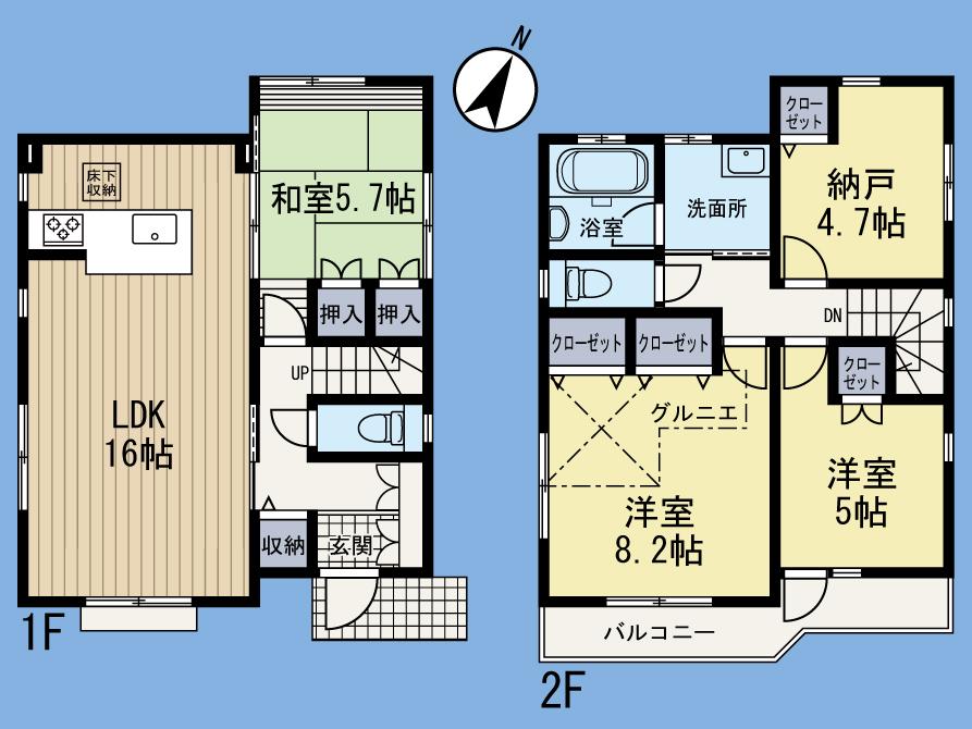 Floor plan. (Building 2), Price 32,800,000 yen, 3LDK+S, Land area 120.1 sq m , Building area 95.22 sq m