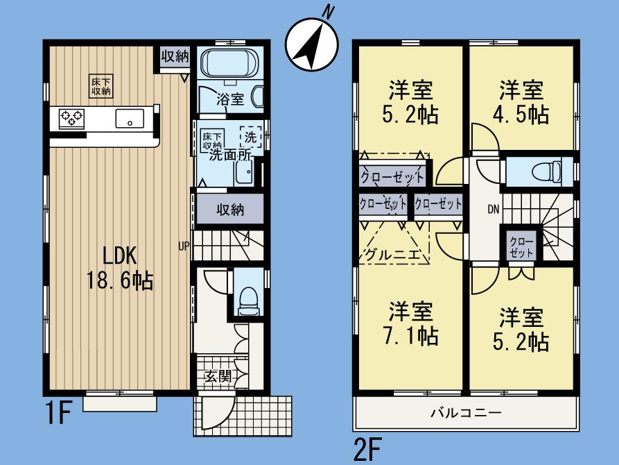 Floor plan. (3 Building), Price 32,500,000 yen, 4LDK, Land area 120.1 sq m , Building area 94.4 sq m