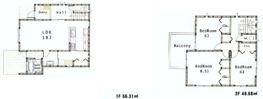 Floor plan. 39,500,000 yen, 3LDK, Land area 196.06 sq m , Building area 105.99 sq m