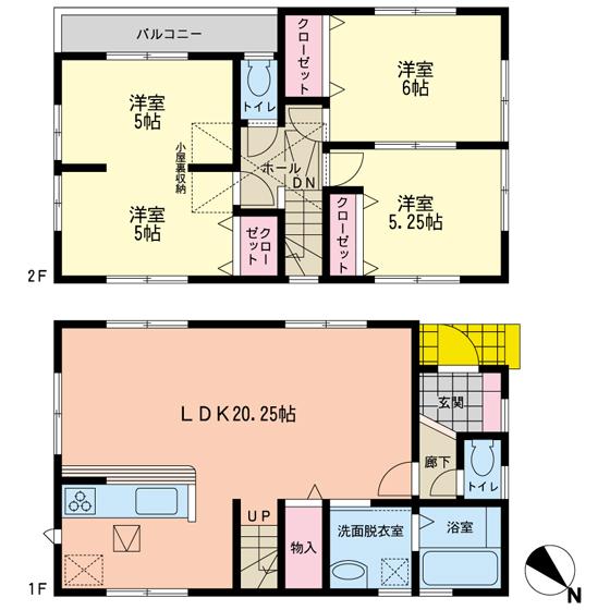 Floor plan. (2), Price 42,800,000 yen, 4LDK, Land area 98.33 sq m , Building area 93.56 sq m