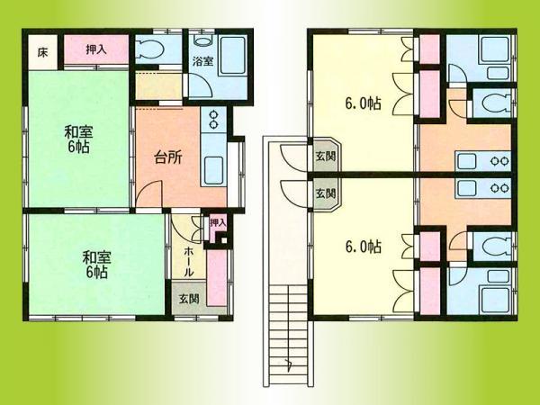 Floor plan. 28 million yen, 2DK, Land area 113.07 sq m , Building area 75.73 sq m