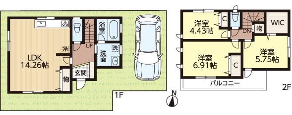 Floor plan. 39,800,000 yen, 3LDK, Land area 84.17 sq m , Building area 79.76 sq m