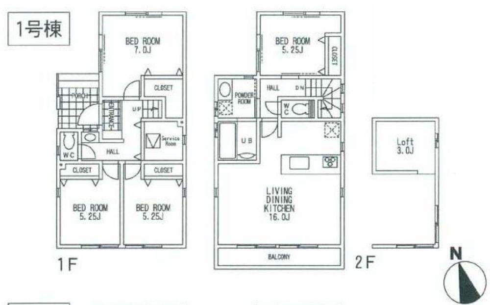 Floor plan. (1 Building), Price 35,800,000 yen, 4LDK, Land area 101.78 sq m , Building area 95.22 sq m