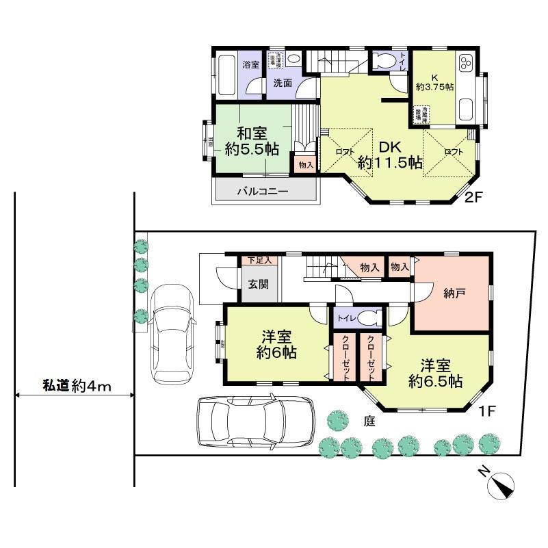 Floor plan. 37,800,000 yen, 3LDK + S (storeroom), Land area 111.97 sq m , Building area 88.59 sq m