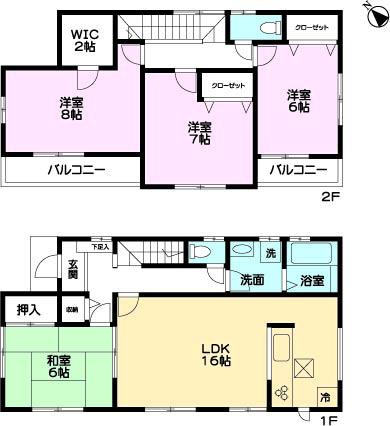 Floor plan. 33,800,000 yen, 4LDK, Land area 307.27 sq m , Building area 105.99 sq m site (September 2013) Shooting