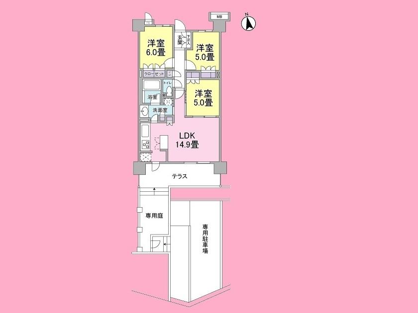 Floor plan. 3LDK, Price 29,800,000 yen, Occupied area 68.93 sq m