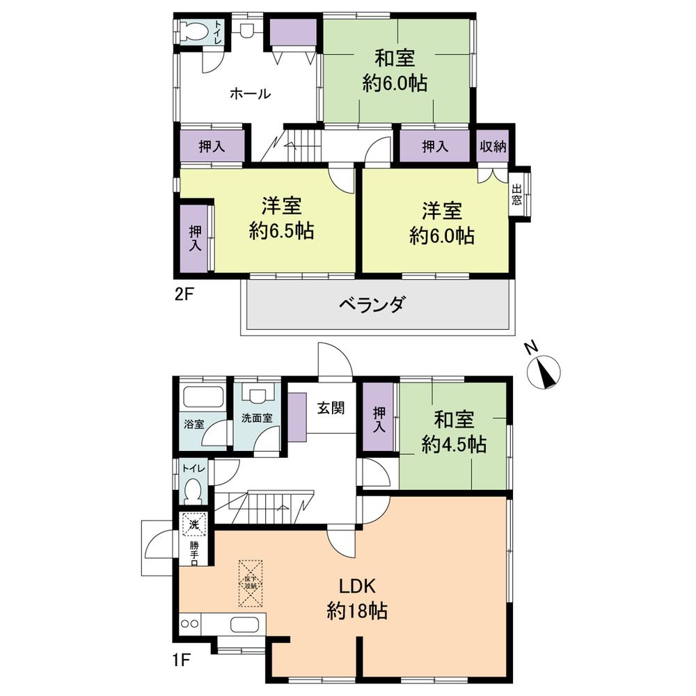 Floor plan. 26,800,000 yen, 4LDK, Land area 185.13 sq m , Building area 107.23 sq m