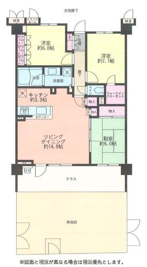 Floor plan. 3LDK, Price 22,800,000 yen, Occupied area 83.13 sq m