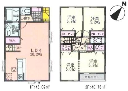 Floor plan. (2), Price 42,800,000 yen, 4LDK, Land area 98.33 sq m , Building area 93.56 sq m