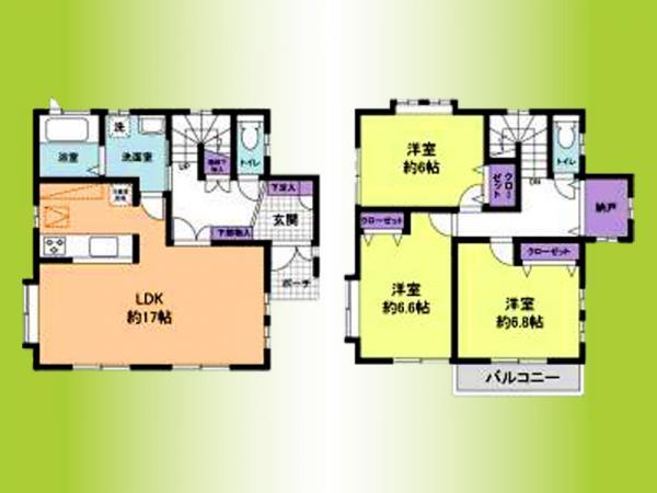 Floor plan. 35 million yen, 3LDK, Land area 131.23 sq m , Building area 92.67 sq m