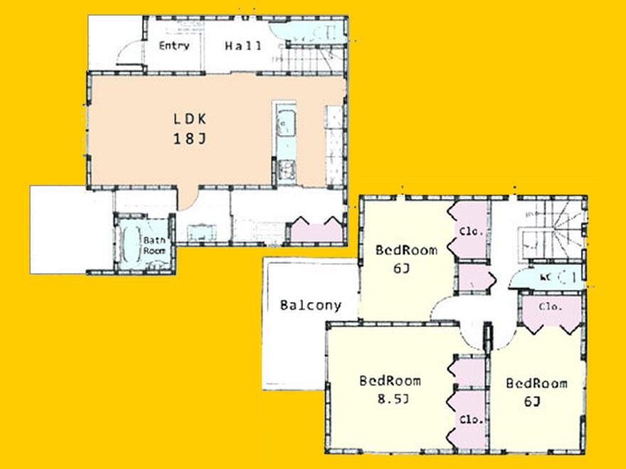 Floor plan. 39,500,000 yen, 3LDK, Land area 196.06 sq m , Building area 105.99 sq m