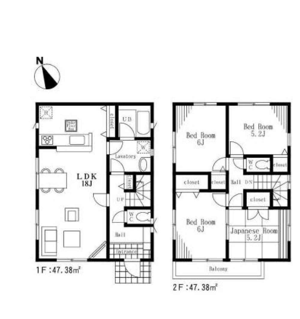 Floor plan. (Building 2), Price 28.8 million yen, 4LDK, Land area 112.67 sq m , Building area 94.76 sq m