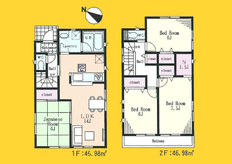 Floor plan. 38,800,000 yen, 4LDK + S (storeroom), Land area 115.63 sq m , Building area 115.63 sq m