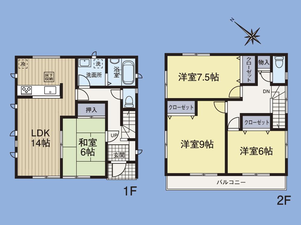 Floor plan. (Building 2), Price 44,800,000 yen, 4LDK, Land area 133.22 sq m , Building area 104.33 sq m