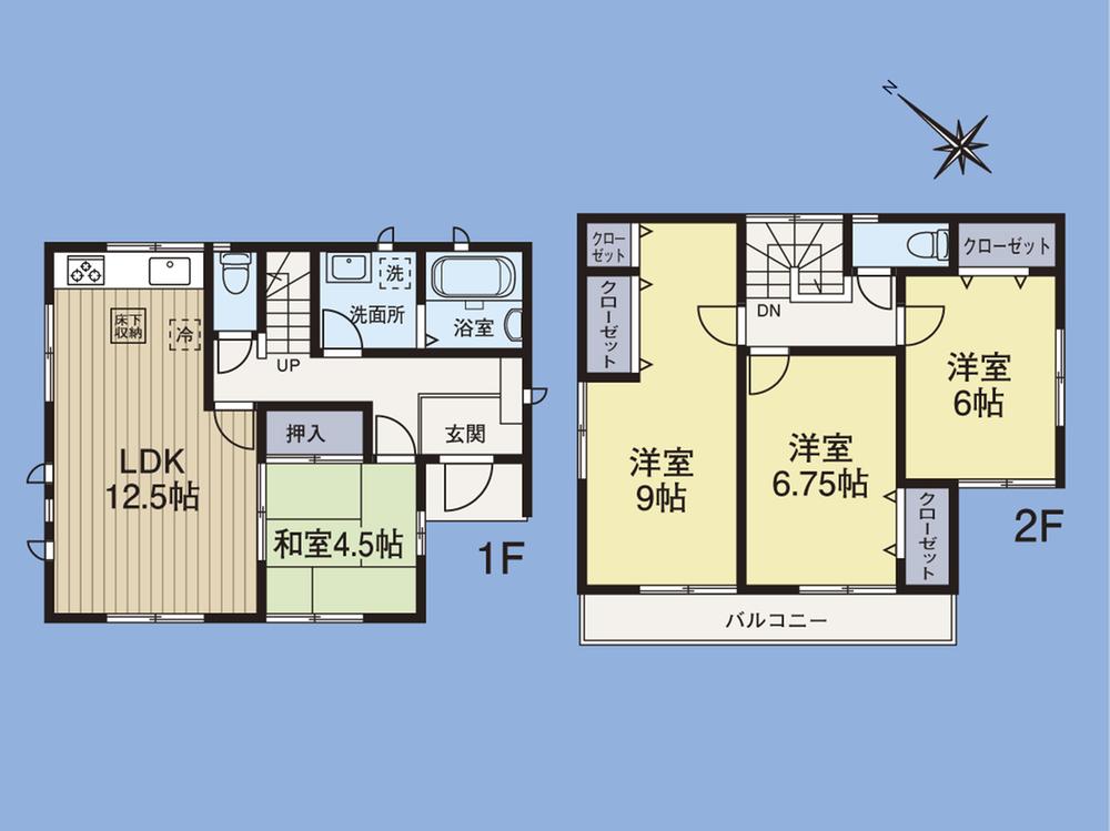Floor plan. (1 Building), Price 45,800,000 yen, 4LDK, Land area 134.16 sq m , Building area 96.05 sq m