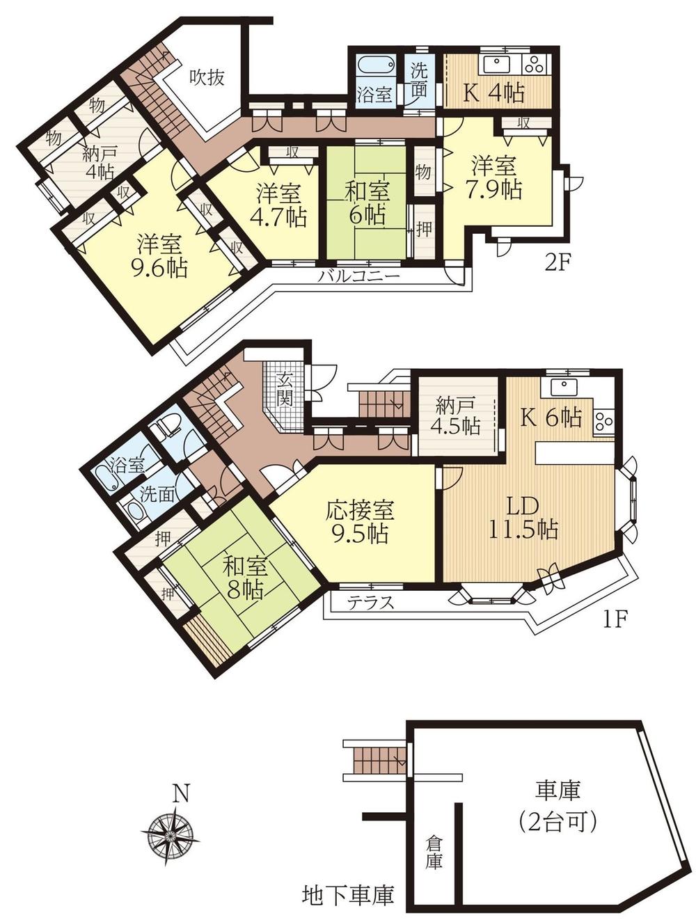 Floor plan. 42,800,000 yen, 6LDKK + 2S (storeroom), Land area 201.21 sq m , Building area 229.47 sq m
