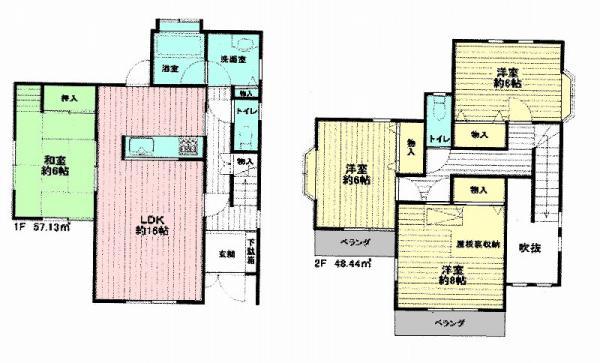 Floor plan. 29,800,000 yen, 4LDK, Land area 184.32 sq m , Building area 105.57 sq m