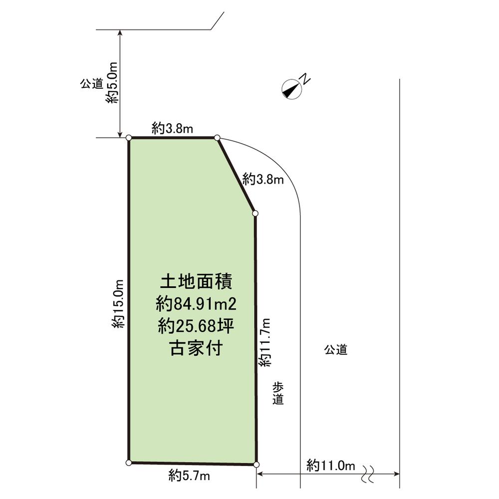 Compartment figure. Land price 12.8 million yen, Land area 84.91 sq m