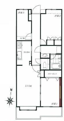 Floor plan. 3LDK, Price 21.9 million yen, Occupied area 66.51 sq m , Balcony area 7.2 sq m