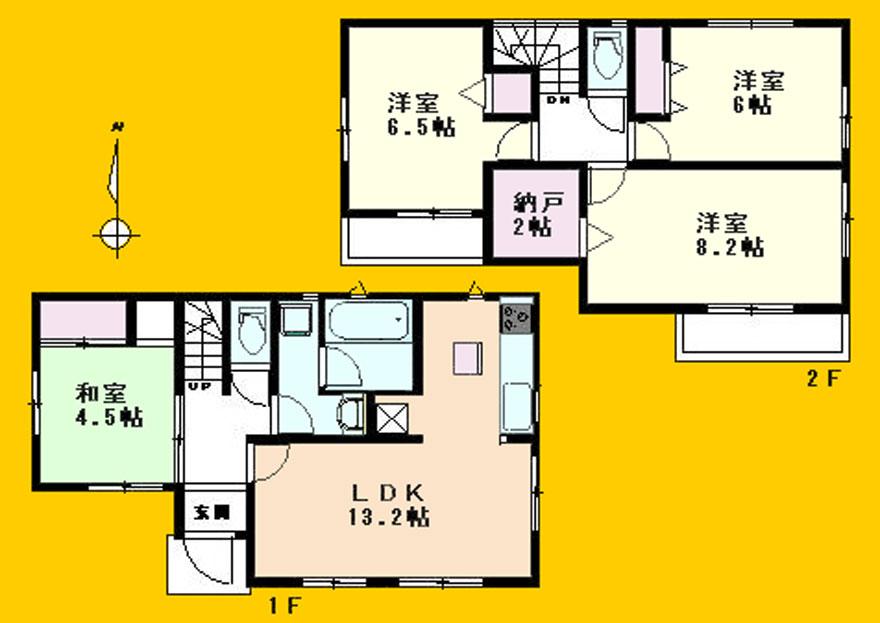Floor plan. (4 Building), Price 34,800,000 yen, 4LDK, Land area 86.27 sq m , Building area 89.5 sq m