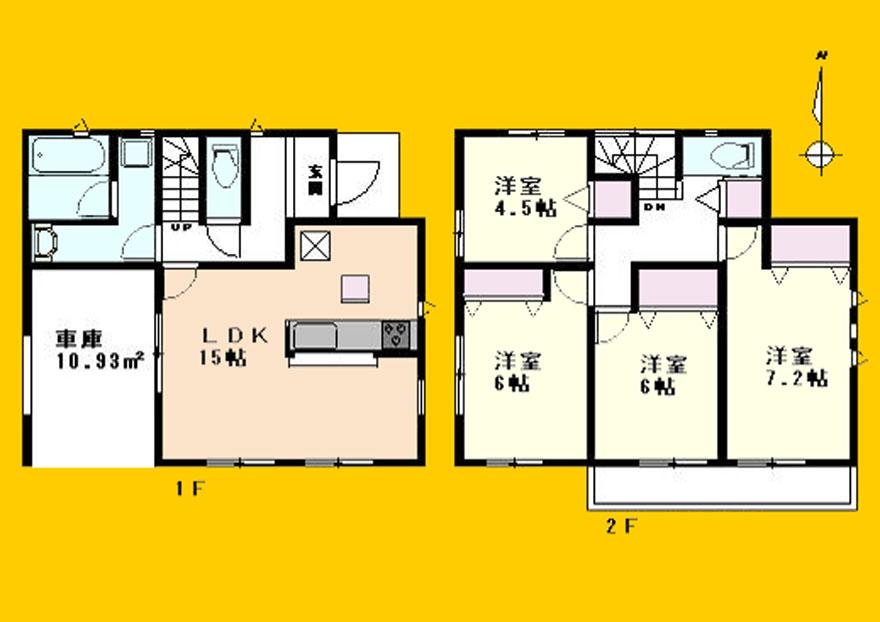 Floor plan. (5 Building), Price 34,800,000 yen, 4LDK, Land area 86.28 sq m , Building area 102.86 sq m