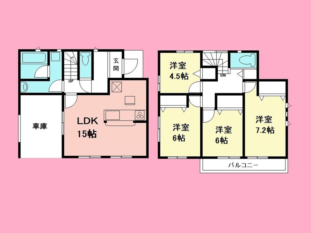 Floor plan. (5 Building), Price 34,800,000 yen, 4LDK, Land area 86.28 sq m , Building area 102.86 sq m