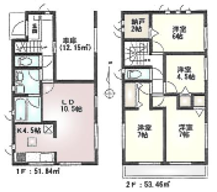 Floor plan. (3 Building), Price 32,800,000 yen, 4LDK, Land area 83.98 sq m , Building area 105.3 sq m