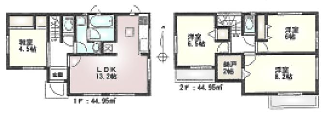 Floor plan. (4 Building), Price 34,800,000 yen, 4LDK, Land area 86.27 sq m , Building area 89.5 sq m