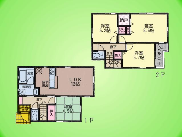 Floor plan. (Building 2), Price 39,800,000 yen, 4LDK, Land area 120.15 sq m , Building area 85.04 sq m