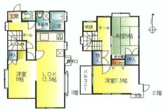 Floor plan. 22,200,000 yen, 3LDK, Land area 109 sq m , Building area 76.22 sq m