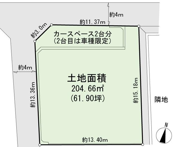 Compartment figure. Land price 32,800,000 yen, Land area 204.66 sq m