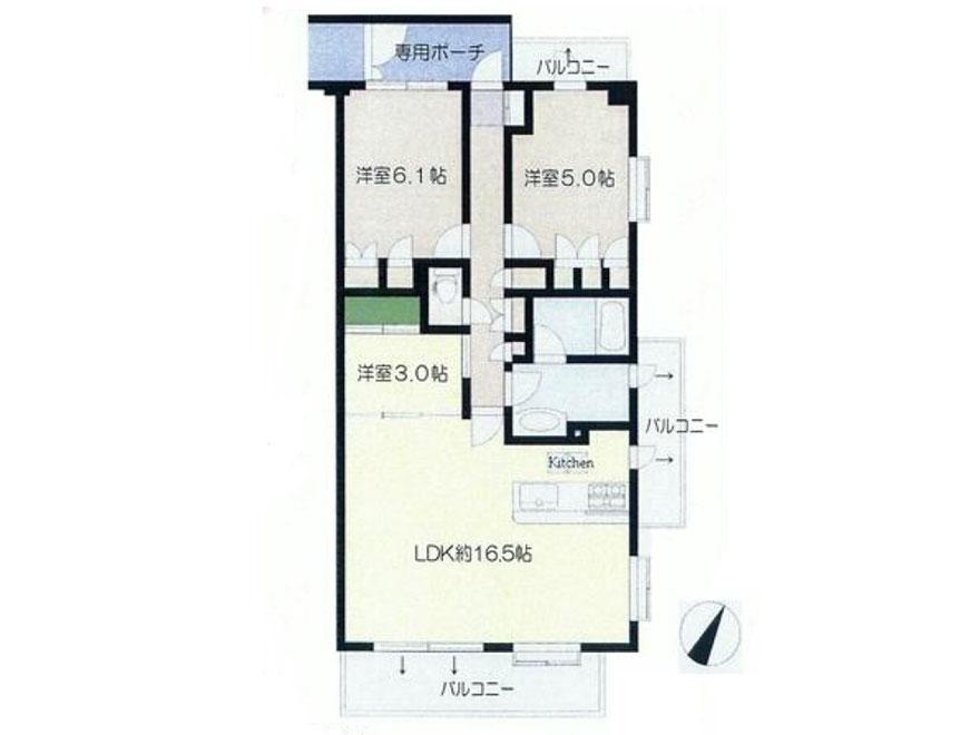 Floor plan. 3LDK, Price 24,800,000 yen, Occupied area 70.21 sq m , Balcony area 15.89 sq m