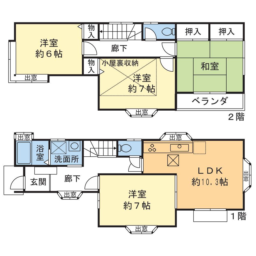 Floor plan. 23,300,000 yen, 4LDK, Land area 108.48 sq m , Building area 86.05 sq m