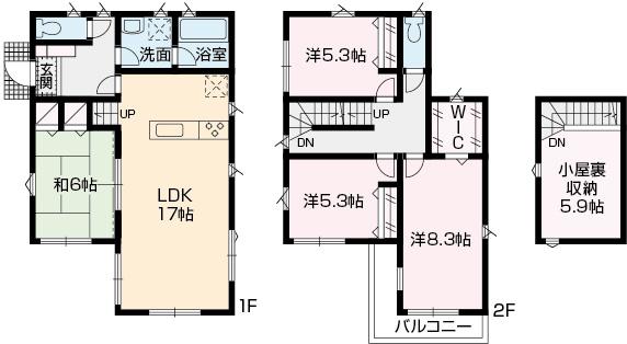 Floor plan. (No.2), Price 42,800,000 yen, 4LDK, Land area 150.4 sq m , Building area 102.26 sq m