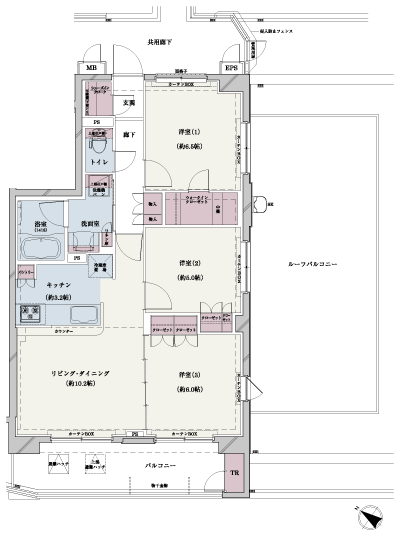 Floor: 3LDK + WIC + SIC + TR, the occupied area: 71.14 sq m