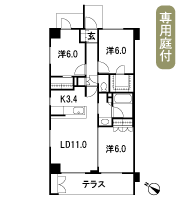 Floor: 3LDK + 2WIC + TR, the occupied area: 72.28 sq m